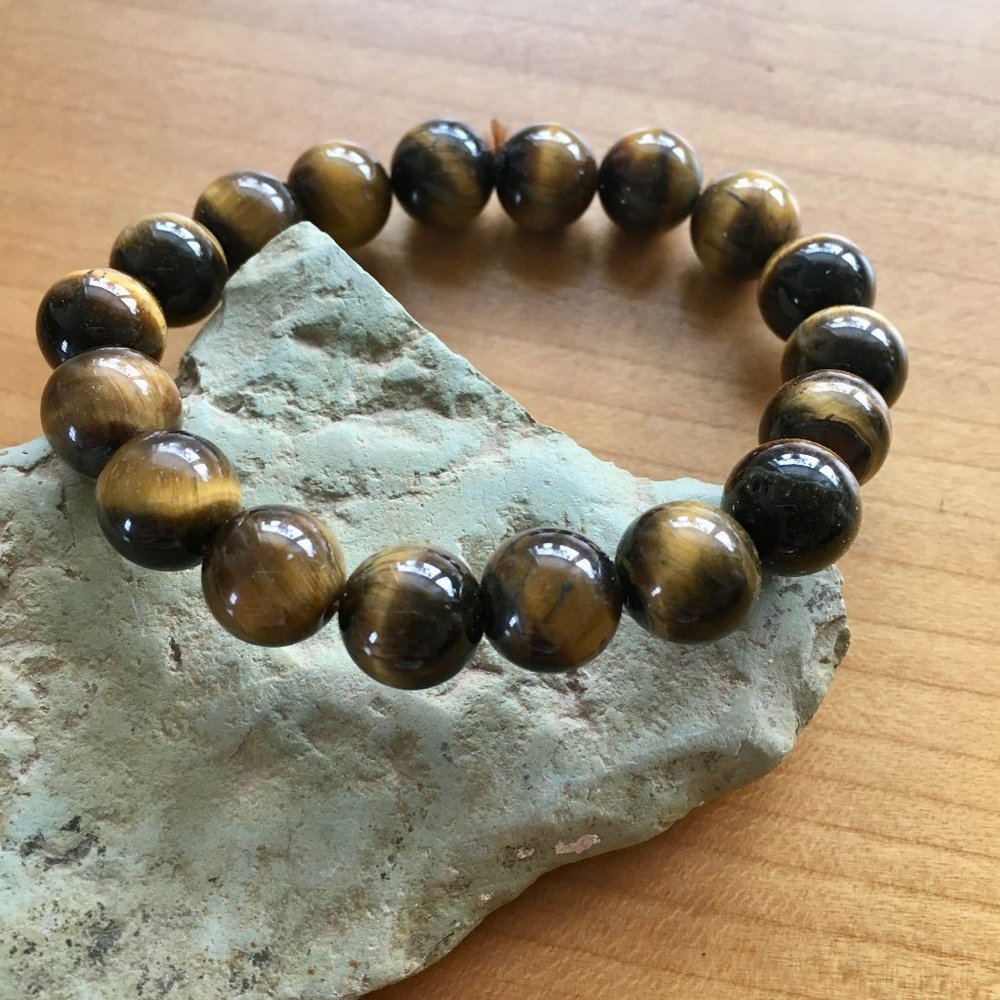 Natural Brown 10mm Polished Tiger’s Eye Stretch Bracelet